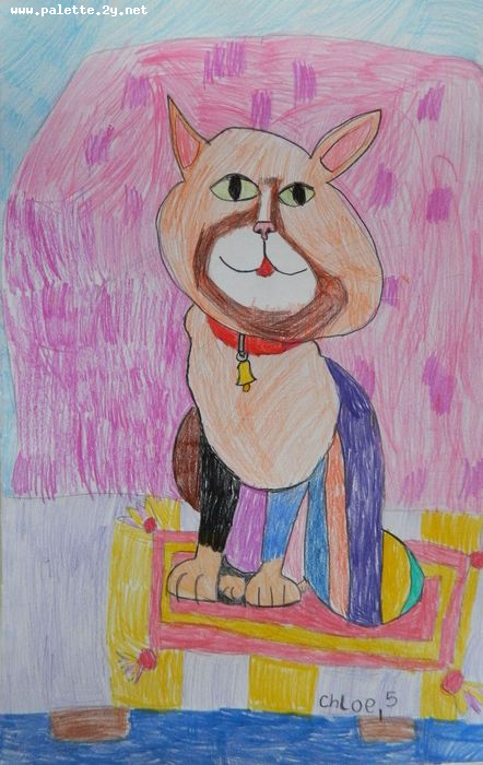 Art Studio PALETTE. Chloe Singchai Picture.  Coloured Pencil Animals Cats 