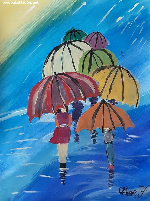 Art Studio PALETTE. Chloe Singchai Picture.  Tempera Design Umbrellas 