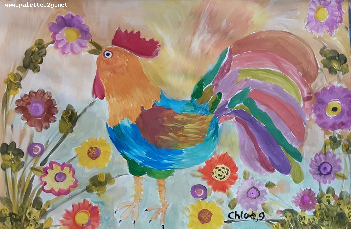 Art Studio PALETTE. Chloe Singchai Picture.  Tempera Animals Birds 