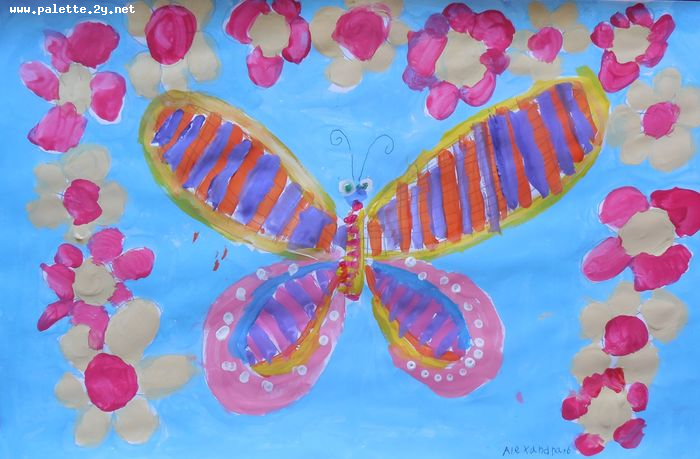 Art Studio PALETTE. Alexandra Trif Picture.  Tempera Animals Butterfly 