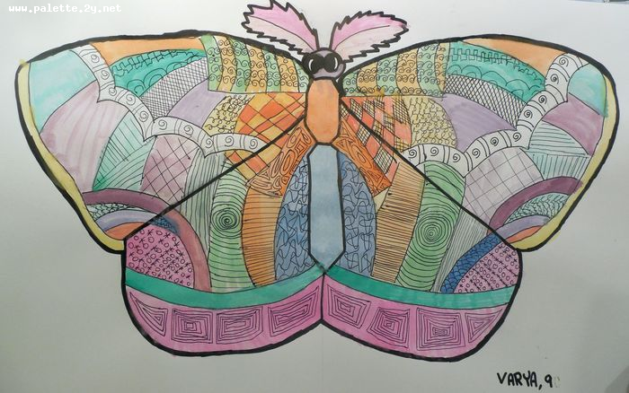 Art Studio PALETTE. Varya Pavlova Picture.  Watercolour, Ink Animals Butterfly 