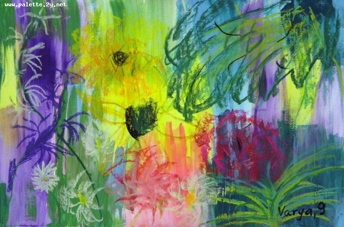 Art Studio PALETTE. Varya Pavlova Picture.  Pastel Plants Flowers 