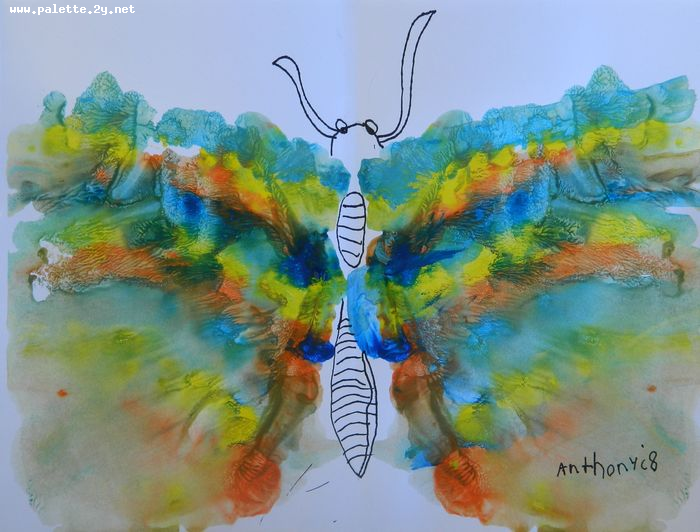 Art Studio PALETTE. Anthony Miasnykov Picture.  Marker, Tempera Animals Butterfly 