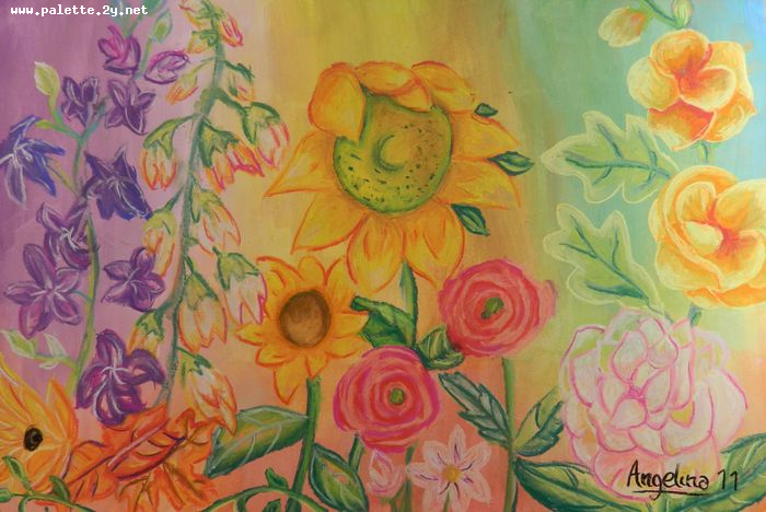 Art Studio PALETTE. Angelina Zhang Picture.  Pastel Plants Flowers 