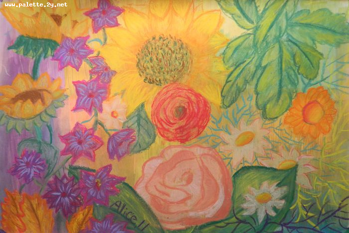 Art Studio PALETTE. Alice Qiu Picture.  Pastel Plants Flowers 