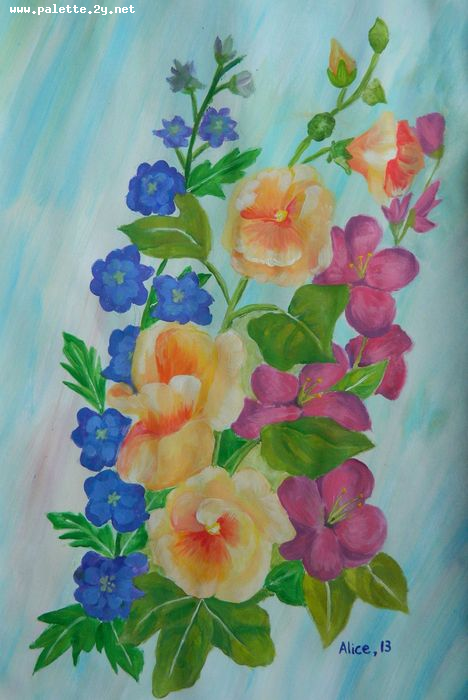 Art Studio PALETTE. Alice Qiu Picture.  Tempera Plants Flowers 