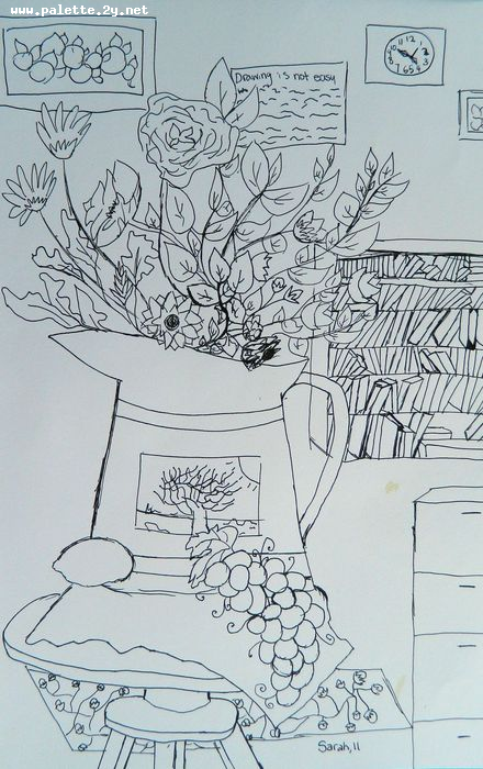 Art Studio PALETTE. Sarah Stroman-Bayat Picture.  Ink Inspired by Matisse 