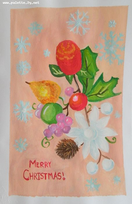 Art Studio PALETTE. Sarah Stroman-Bayat Picture. Greeting Card Tempera Holidays Christmas 