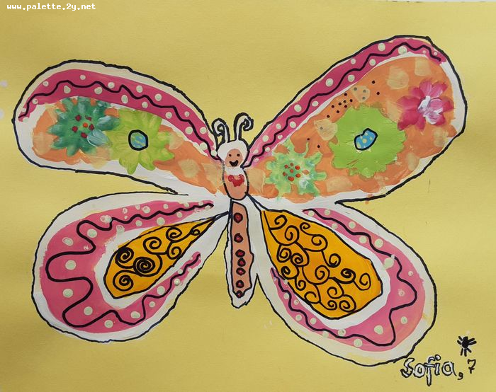 Art Studio PALETTE. Sofia Nikolaidi Picture.  Marker, Tempera Animals Butterfly 