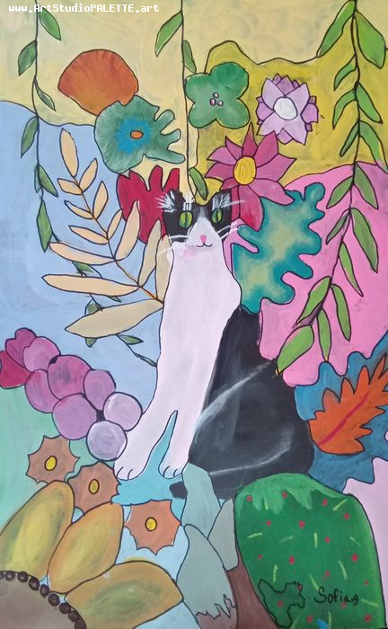 Art Studio PALETTE. Sofia Nikolaidi Picture.  Marker, Tempera Animals Cats 