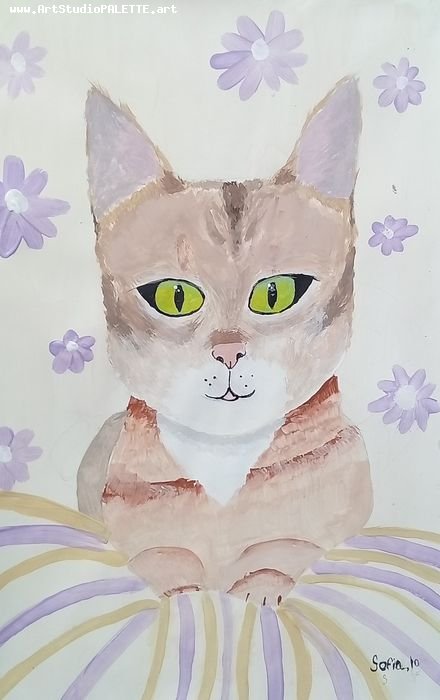 Art Studio PALETTE. Sofia Nikolaidi Picture.  Tempera Animals Cats 