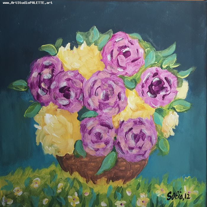 Art Studio PALETTE. Sofia Nikolaidi Picture. Canvas Acrylic Plants Flowers 