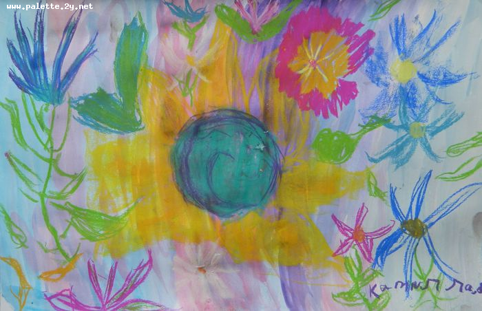 Art Studio PALETTE. Camilla Mahmudova Picture.  Pastel Plants Flowers 