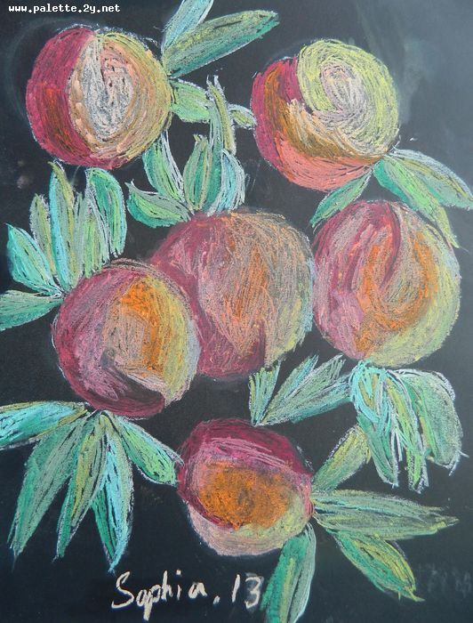 Art Studio PALETTE. Sophia Liu Picture.  Pastel Still Life Fruits & Vegi 