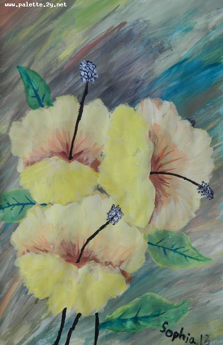 Art Studio PALETTE. Sophia Liu Picture.  Tempera Plants Flowers 