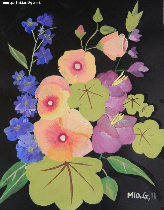 Art Studio PALETTE. Mia Guo Picture.  Tempera Plants Flowers 