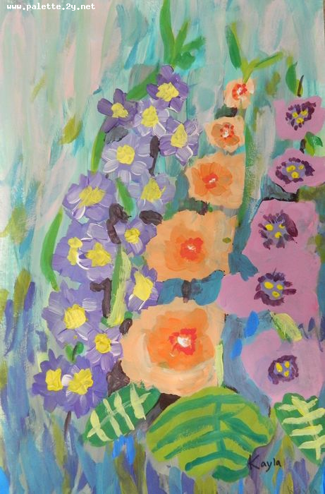 Art Studio PALETTE. Kayla Smith Picture.  Tempera Plants Flowers 