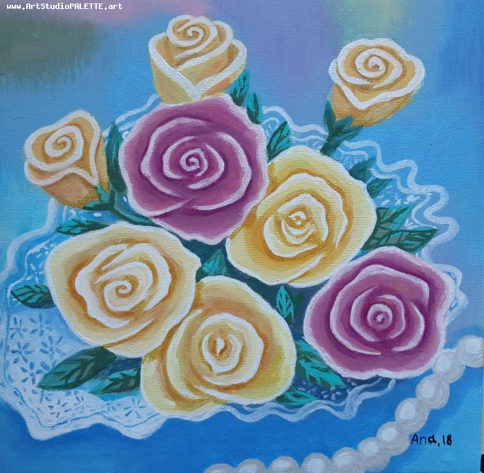 Art Studio PALETTE. Ana Lukashova Picture. Canvas Acrylic Plants Flowers 