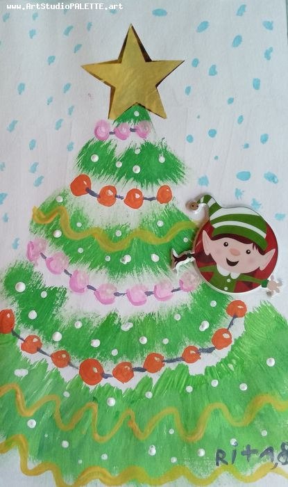 Art Studio PALETTE. Margarita Chsherbachenko Picture. Greeting Card Mixed Media Holidays Christmas 