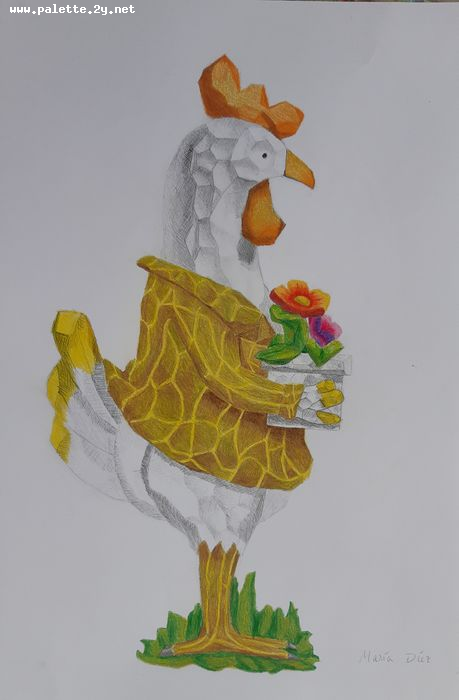 Art Studio PALETTE. Maria Diez Laza Picture.  Coloured Pencil Animals Birds 