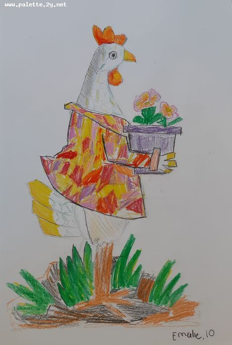 Art Studio PALETTE. Emaline Rae Oswell Picture.  Coloured Pencil Animals Birds 