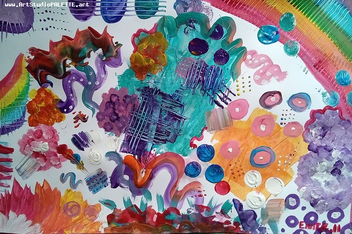 Art Studio PALETTE. Emaline Rae Oswell Picture.  Tempera Fantasy Abstract 