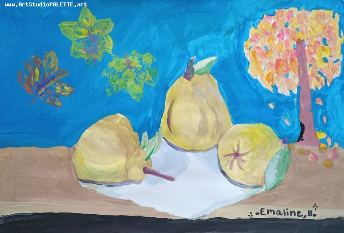 Art Studio PALETTE. Emaline Rae Oswell Picture.  Tempera Still Life Still Life 