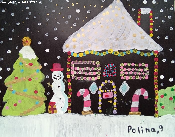 Art Studio PALETTE. Polina Karpushina Picture.  Tempera Holidays Christmas 