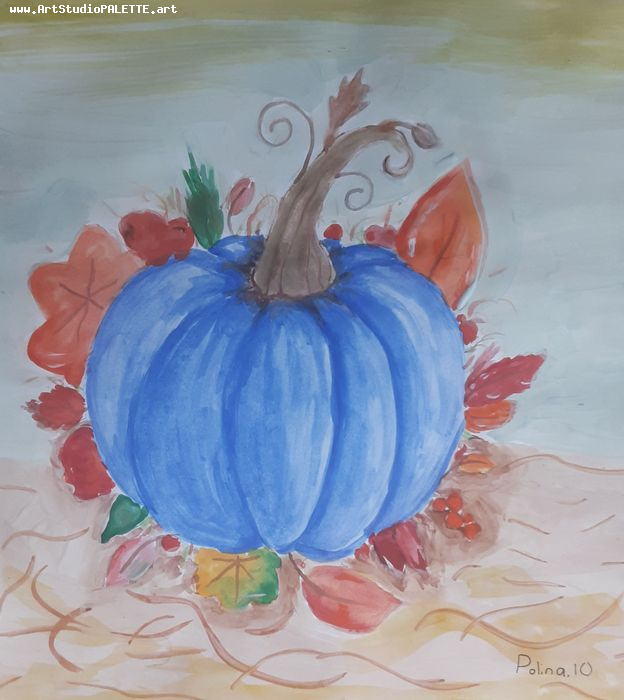 Art Studio PALETTE. Polina Karpushina Picture.  Tempera Still Life Fruits & Vegi 