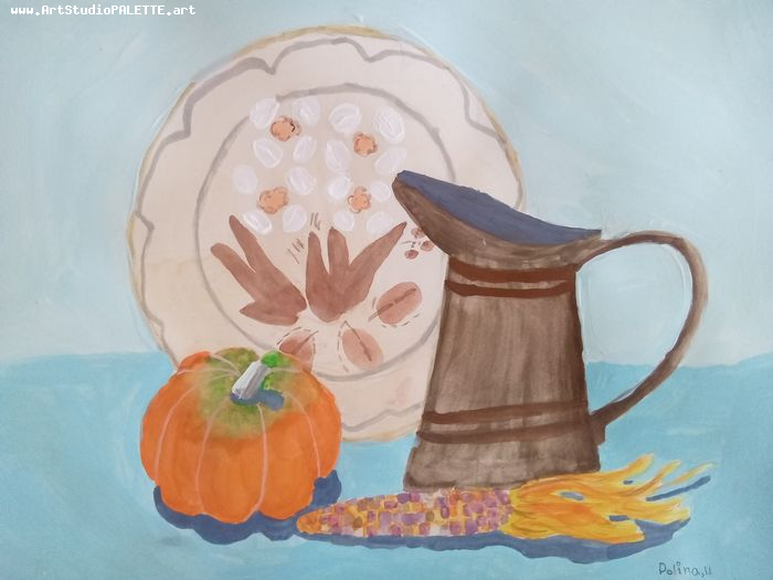 Art Studio PALETTE. Polina Karpushina Picture.  Tempera Still Life Still Life 