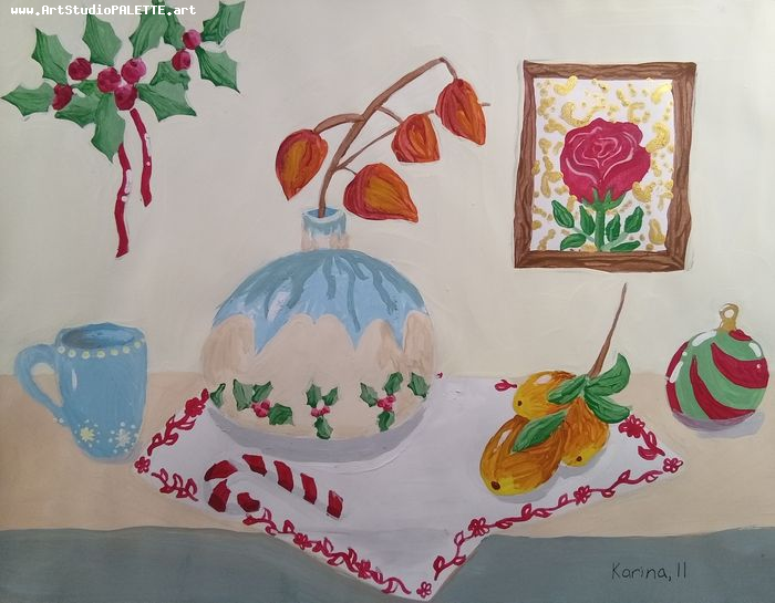 Art Studio PALETTE. Karina  Kostenko Picture.  Tempera Still Life Still Life 