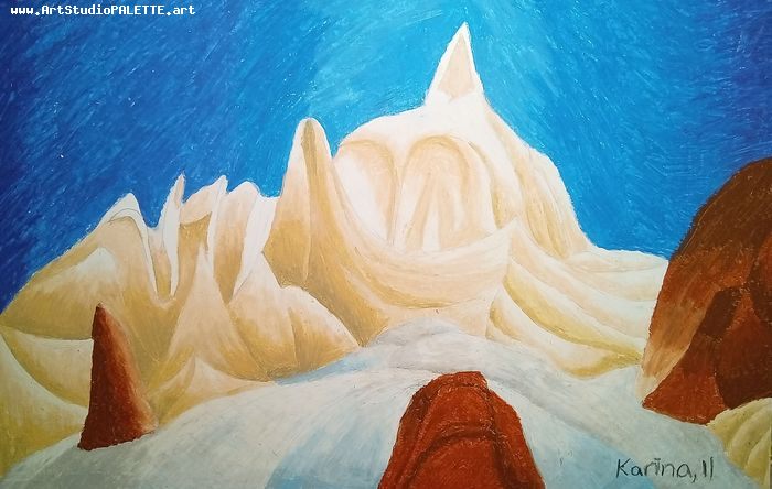 Art Studio PALETTE. Karina  Kostenko Picture.  Oil Pastel Inspired by Lawren Harris 