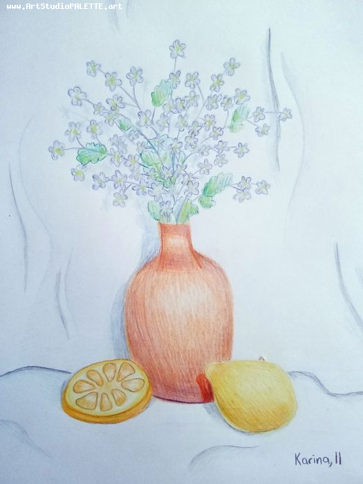 Art Studio PALETTE. Karina  Kostenko Picture.  Coloured Pencil Still Life Still Life 