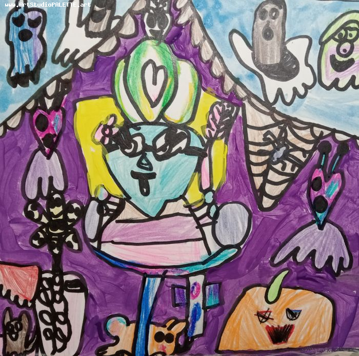 Art Studio PALETTE. Camila Guzhel Picture.  Marker, Tempera Holidays Halloween 