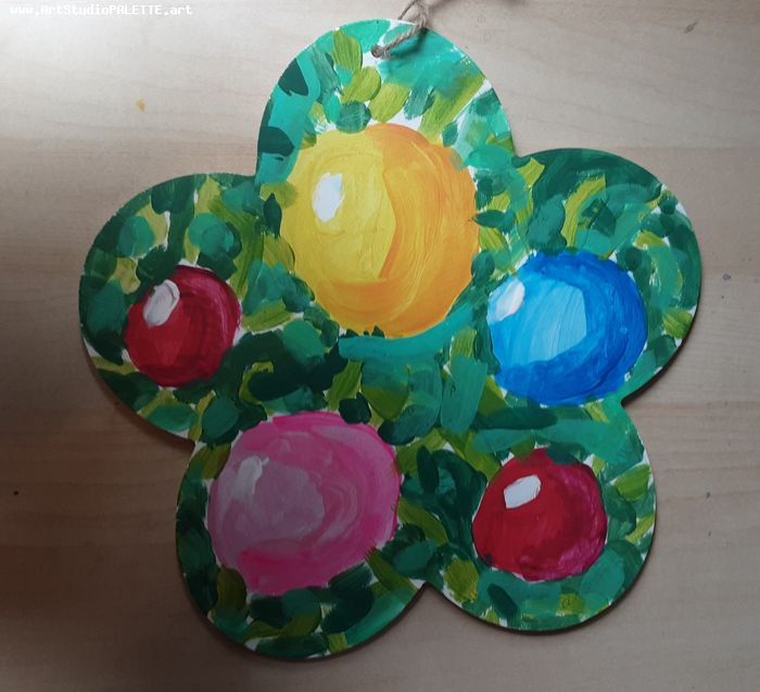 Art Studio PALETTE. Camila Guzhel Picture. Wood Acrylic Holidays Christmas 