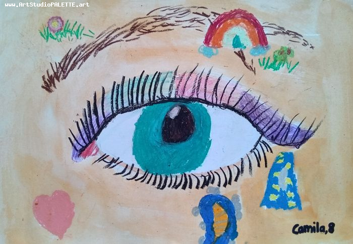 Art Studio PALETTE. Camila Guzhel Picture.  Oil Pastel People Portrait 