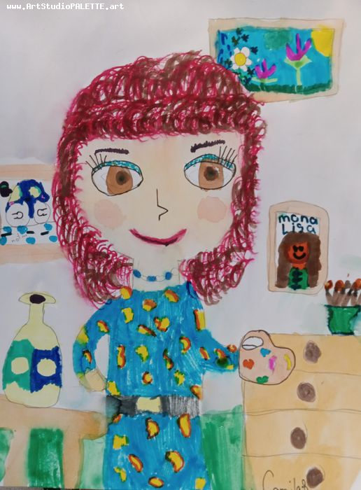 Art Studio PALETTE. Camila Guzhel Picture.  Mixed Media People Portrait 
