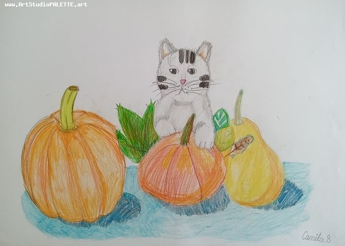 Art Studio PALETTE. Camila Guzhel Picture.  Coloured Pencil Holidays Halloween 
