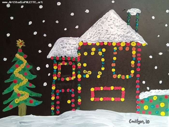 Art Studio PALETTE. Caitlyn Yu Picture.  Tempera Holidays Christmas 