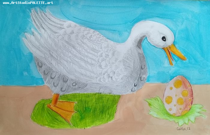 Art Studio PALETTE. Caitlyn Yu Picture.  Mixed Media Animals Birds 