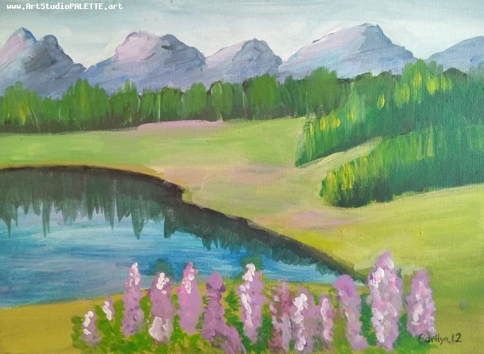 Art Studio PALETTE. Caitlyn Yu Picture.  Acrylic Landscape Nature 