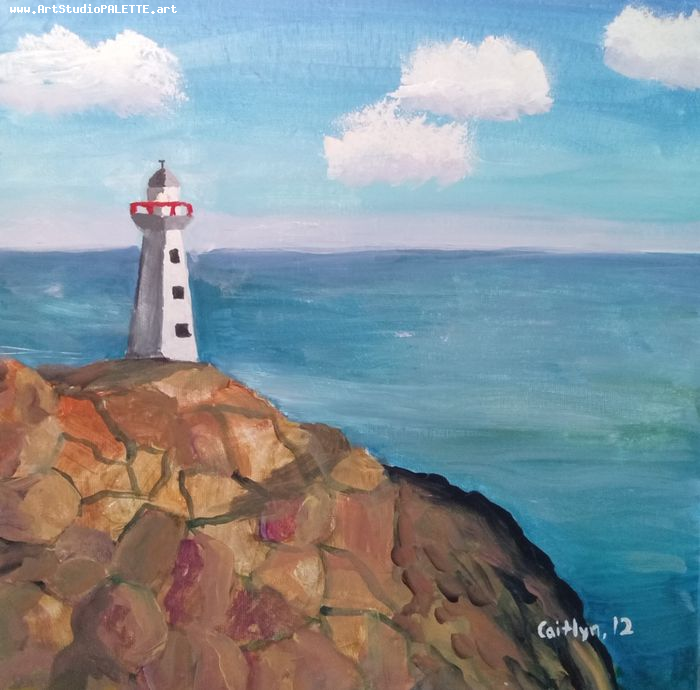 Art Studio PALETTE. Caitlyn Yu Picture. Canvas Acrylic Landscape Seascape 