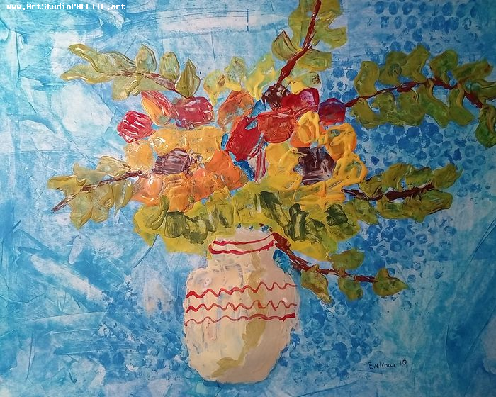 Art Studio PALETTE. Evelina Urbanczyk Picture.  Tempera Plants Flowers 