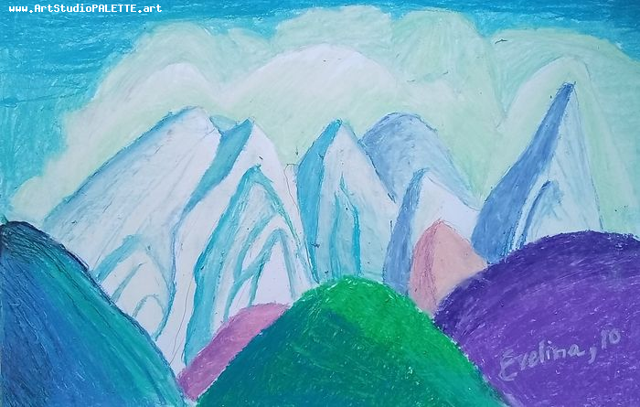 Art Studio PALETTE. Evelina Urbanczyk Picture.  Oil Pastel Inspired by Lawren Harris 