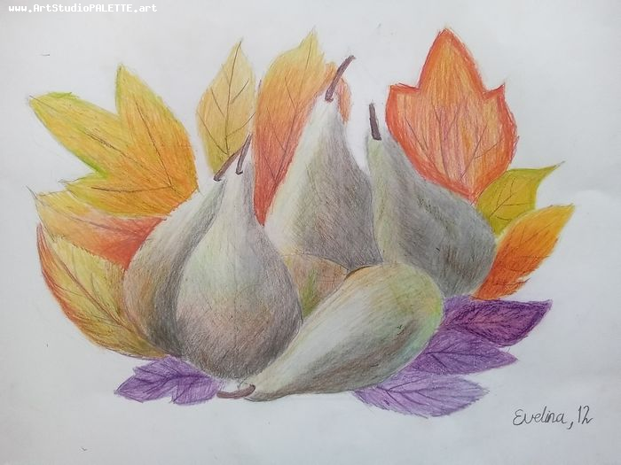 Art Studio PALETTE. Evelina Urbanczyk Picture.  Coloured Pencil Still Life Still Life 
