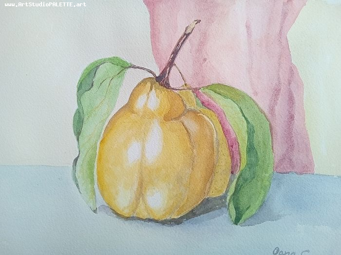 Art Studio PALETTE. O. C. Picture.  Watercolour Still Life Fruits & Vegi 