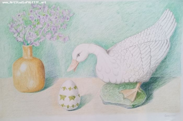 Art Studio PALETTE. Oana C. Picture.  Coloured Pencil Still Life Still Life 