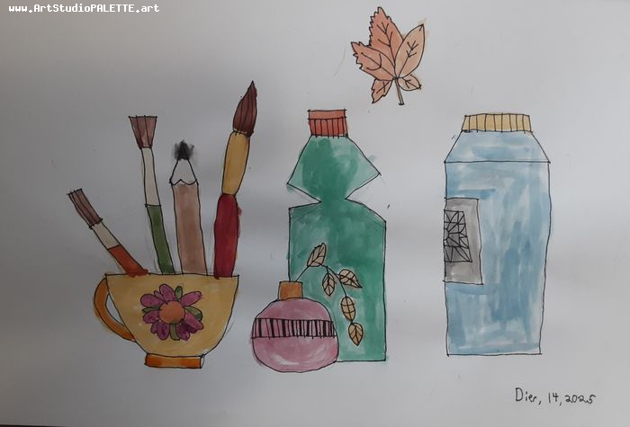 Art Studio PALETTE. Dier Shamirzaev Picture.  Watercolour, Ink Still Life Still Life 