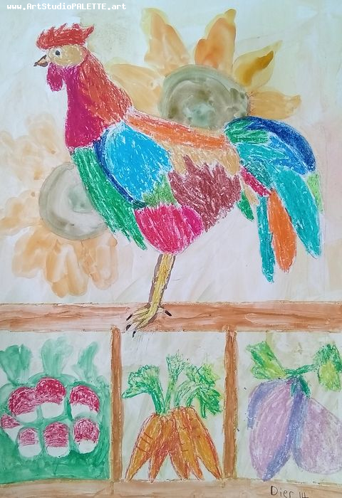 Art Studio PALETTE. Dier Shamirzaev Picture.  Mixed Media Animals Birds 