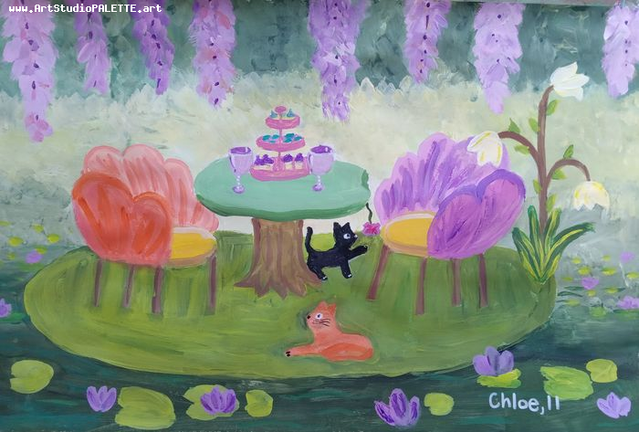 Art Studio PALETTE. Chloe Zhang Picture.  Tempera Inspired by Monet 
